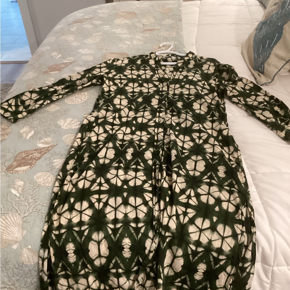 Zara Olive Green and Cream Tie-Dye Top